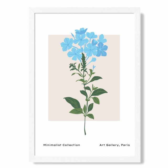 ARTZE Blue Forget Me Not Flower Market Simplicity Framed Print SIZE: A2 with White Frame in Mid Blue - Size: A4 - image 1