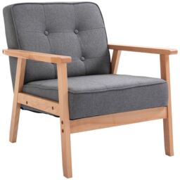 HOMCOM Accent Chair PU Leather Armchair with Armrests for Living Room in Grey - thumbnail 2