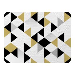 Benjamin Tate Design Gold & Black Geometric Triangles Blanket in Natural - Size: 120 cm x 150 cm - thumbnail 1