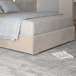 KDMD Alison Upholstered Soft Velvet Metal Cream Bed Frame - Size: King - thumbnail 3