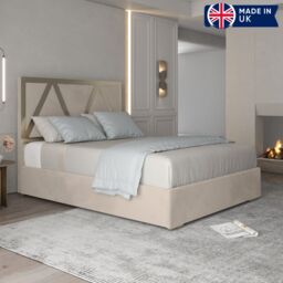 KDMD Alison Upholstered Soft Velvet Metal Cream Bed Frame - Size: King - thumbnail 4