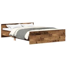 Berkfield Home Durable Bed Frame without Mattress Old Wood 140x200cm Engineered Wood in Brown - Size: 140x200 cm - thumbnail 3