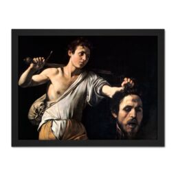 "Artery8 Wall Art Print Caravaggio David With Head Goliath Religious Painting Large Framed Wall Décor Art in Brown - Size: W18"" x H24""" - thumbnail 1