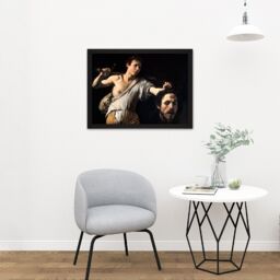 "Artery8 Wall Art Print Caravaggio David With Head Goliath Religious Painting Large Framed Wall Décor Art in Brown - Size: W18"" x H24""" - thumbnail 2