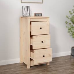 Berkfield Home Sideboard 40x35x80 cm Solid Wood Pine in Brown - Size: 40 x 35 x 80 cm - thumbnail 3