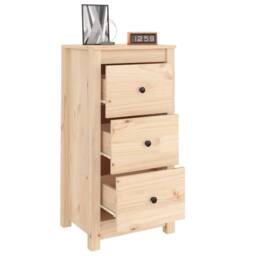 Berkfield Home Sideboard 40x35x80 cm Solid Wood Pine in Brown - Size: 40 x 35 x 80 cm - thumbnail 4