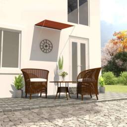 Berkfield Home Retractable Awning 150x150 cm Orange & Brown - thumbnail 2