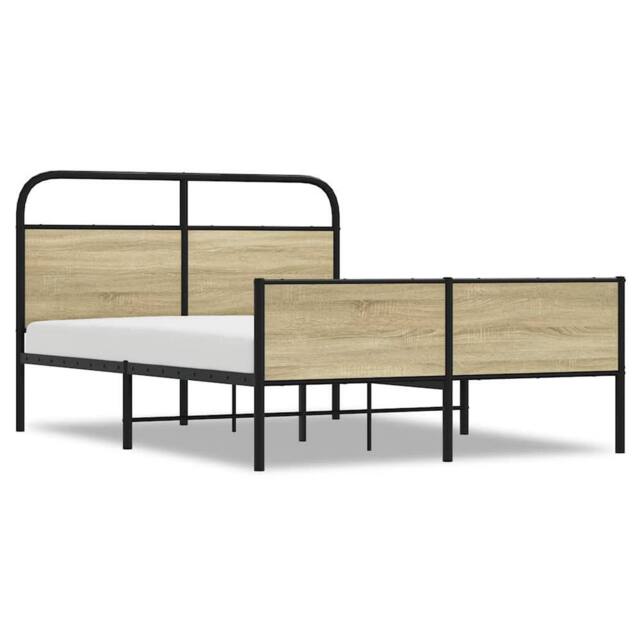Berkfield Home Bed Frame without Mattress 140x200 cm Sonoma Oak Engineered Wood in Light Brown - image 1