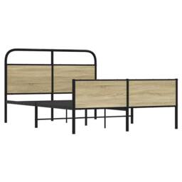 Berkfield Home Bed Frame without Mattress 140x200 cm Sonoma Oak Engineered Wood in Light Brown - thumbnail 3