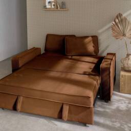 sweeek 2-seater corduroy sofa bed in Brown - thumbnail 8