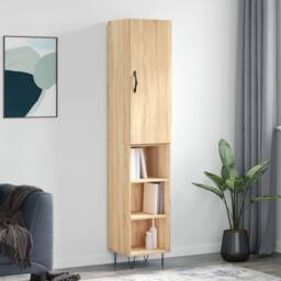 Berkfield Home Highboard Sonoma Oak 34.5x34x180 cm Engineered Wood in Natural