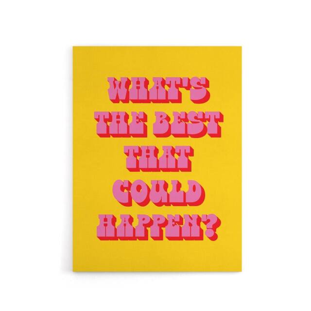 "Artery8 What's The Best That Could Happen Yellow Pink Canvas Wall Art Print - Size: W12"" x H16""" - image 1