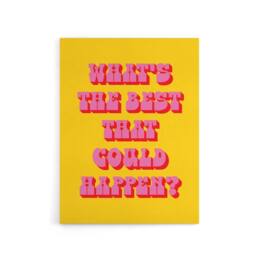 "Artery8 What's The Best That Could Happen Yellow Pink Canvas Wall Art Print - Size: W12"" x H16""" - thumbnail 1
