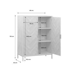 sweeek 110cm herringbone storage cabinet with 2 doors in Brown - thumbnail 5