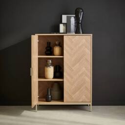 sweeek 110cm herringbone storage cabinet with 2 doors in Brown - thumbnail 7