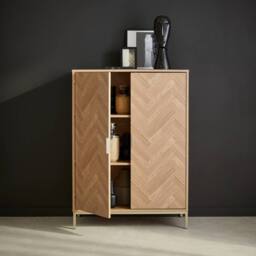 sweeek 110cm herringbone storage cabinet with 2 doors in Brown - thumbnail 3