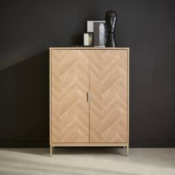 sweeek 110cm herringbone storage cabinet with 2 doors in Brown - thumbnail 1