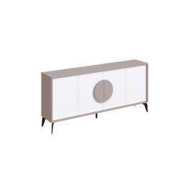 Decortie 4 Doors Sideboard 'Gora' 4 Metal Legs, Chipboard Handle Storage Unit 180cm in Grey - Size: 3 Pack - thumbnail 2