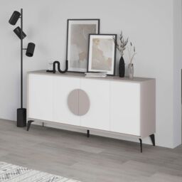 Decortie 4 Doors Sideboard 'Gora' 4 Metal Legs, Chipboard Handle Storage Unit 180cm in Grey - Size: 3 Pack - thumbnail 5