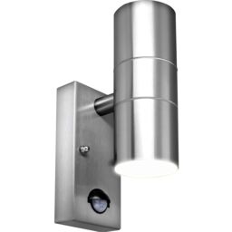 Luceco Outdoor Decorative External Wall Light with PIR Stainless Steel in Grey