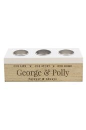 Personalised Memento Company Personalised Our Life Story & Home Triple Tea Light Box in Light Brown - thumbnail 1