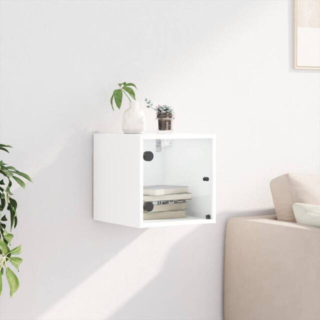 Berkfield Home Elegant Bedside Cabinet with Glass Door White 35x37x35 cm - Size: 35 x 37 x 35 cm - image 1
