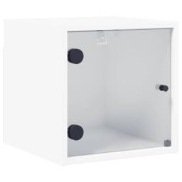 Berkfield Home Elegant Bedside Cabinet with Glass Door White 35x37x35 cm - Size: 35 x 37 x 35 cm - thumbnail 3