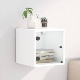 Berkfield Home Elegant Bedside Cabinet with Glass Door White 35x37x35 cm - Size: 35 x 37 x 35 cm - thumbnail 2