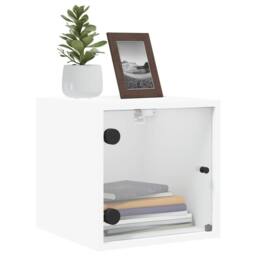 Berkfield Home Elegant Bedside Cabinet with Glass Door White 35x37x35 cm - Size: 35 x 37 x 35 cm - thumbnail 4