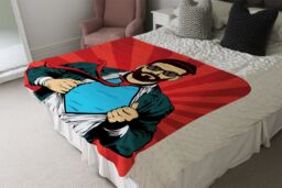 Benjamin Tate Design Strong Businessman in glasses in comic style. Success concept Designer Blanket in Natural - Size: 120 cm x 150 cm - thumbnail 4