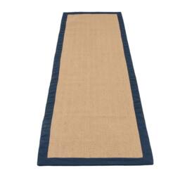 Kukoon Natural Golden Beige Jute Micro Woven Herringbone Pattern Cotton Border Area Rug in Navy - Size: 80 cm x 150 cm - thumbnail 3