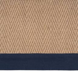 Kukoon Natural Golden Beige Jute Micro Woven Herringbone Pattern Cotton Border Area Rug in Navy - Size: 80 cm x 150 cm - thumbnail 6