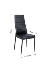 Living and Home 2pcs Armless Leather High Back Dining Chairs Padded Seat in Black - thumbnail 3