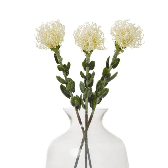 Sostter Cream Protea Pincushion Faux Flower Stem - image 1
