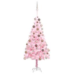 Berkfield Home Artificial Pre-lit Christmas Tree with Ball Set Pink 150 cm PVC - thumbnail 2