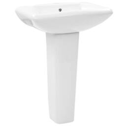 Berkfield Home Freestanding Basin with Pedestal Ceramic White 580x470x200 mm - thumbnail 1