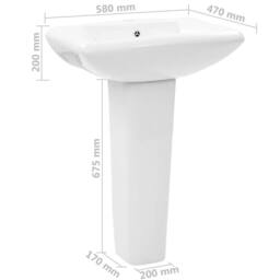 Berkfield Home Freestanding Basin with Pedestal Ceramic White 580x470x200 mm - thumbnail 7