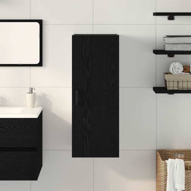 Berkfield Home Wall Mounted Cabinet Black Oak 34.5x34x90 cm Engineered Wood - image 1