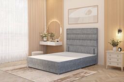 Somnior Chambery Divan Bed Frame 4 Drawers with Floor Standing Headboard Tweed in Grey - Size: King - thumbnail 2