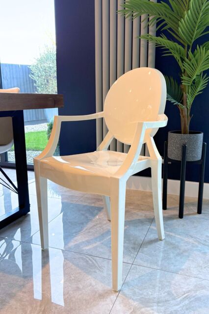 Fusion Living Ghost Style Plastic Louis Armchair in Ivory - image 1
