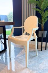 Fusion Living Ghost Style Plastic Louis Armchair in Ivory - thumbnail 1