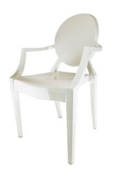 Fusion Living Ghost Style Plastic Louis Armchair in Ivory - thumbnail 2