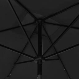 Berkfield Home Parasol with LEDs & Steel Pole Black 2x3 m - thumbnail 9