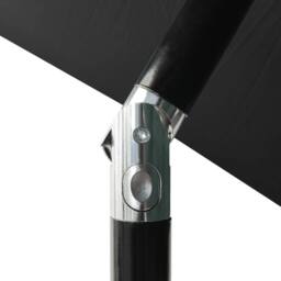 Berkfield Home Parasol with LEDs & Steel Pole Black 2x3 m - thumbnail 7