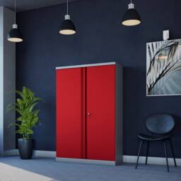 Phoenix Safe Company Steel Storage Cupboard in Grey & Red with Key Lock, SCL1491GRK - Size: 140 cm x 100 cm - thumbnail 6