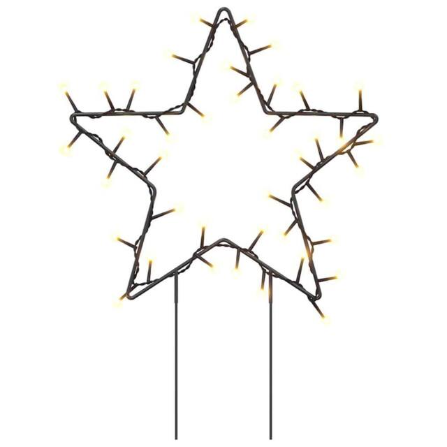 Berkfield Home Warm Christmas Light Decorations with Spikes 3 pcs Star 50 LEDs 29 cm in Black - image 1