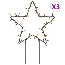 Berkfield Home Warm Christmas Light Decorations with Spikes 3 pcs Star 50 LEDs 29 cm in Black - thumbnail 3