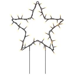 Berkfield Home Warm Christmas Light Decorations with Spikes 3 pcs Star 50 LEDs 29 cm in Black - thumbnail 1
