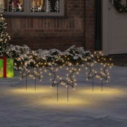 Berkfield Home Warm Christmas Light Decorations with Spikes 3 pcs Star 50 LEDs 29 cm in Black - thumbnail 2