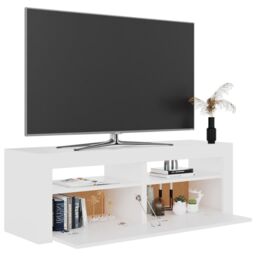 Berkfield Home TV Cabinet with LED Lights White 120x35x40 cm - Size: 120 x 35 x 40 cm - thumbnail 6